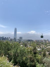 View of overhead cable car against sky