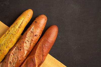 High angle view of bread on table