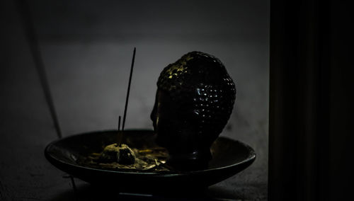 Close-up of ice cream in bowl on table