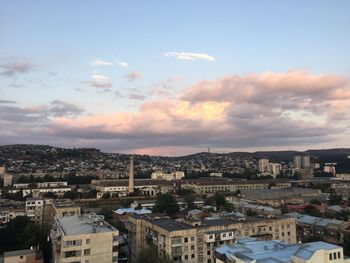 High angle view of cityscape against sky