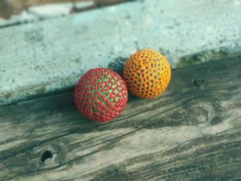 Close-up of spheres on table