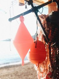 Close-up of fishing net on beach