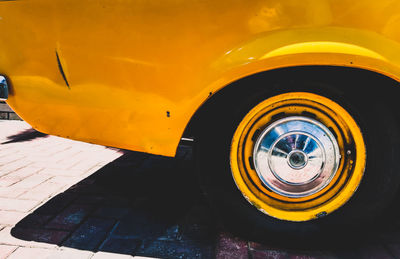 Close-up of yellow tire