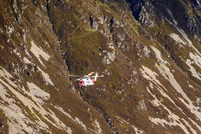 High angle view of people on mountain road