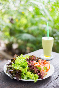 Close-up of food in plate on table