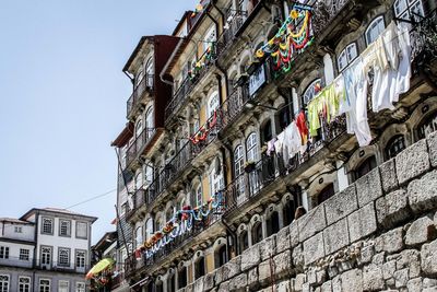 Low angle view of buildings in town