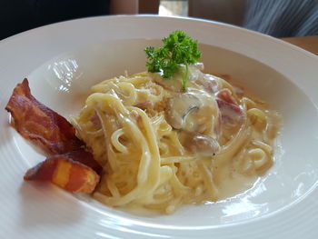 High angle view of meal served in plate