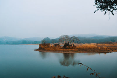 Scenic view of lake against sky