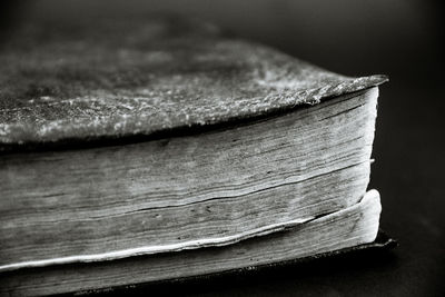 Close-up of old book on table