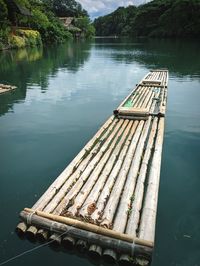 High angle view of pier over lake