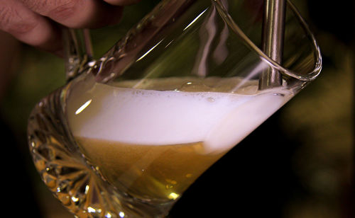 Close-up of beer glass