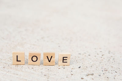 Wooden love text on floor