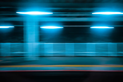Blurred motion of illuminated lights at night