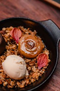 Close-up of food in plate on table