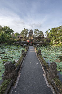 The saraswati temple in ubud, bali. named the water palace is an hindu temple with 2 lotus ponds. 