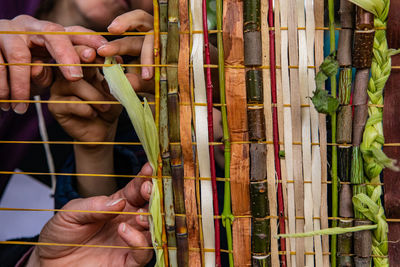 Close-up of hands working