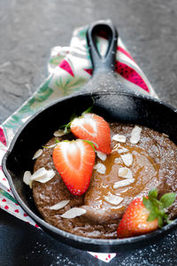 High angle view of dessert in bowl