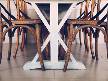 Close-up of chair on table