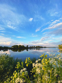 Scenic view of lake against sky