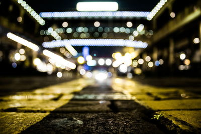 Illuminated street lights at night