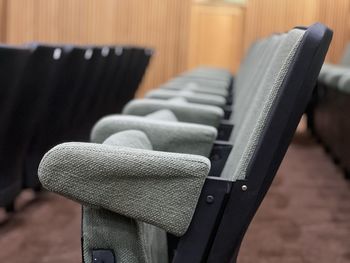 Close-up of empty seats
