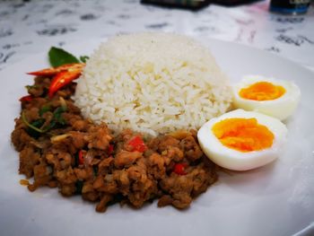 Close-up of food served in plate