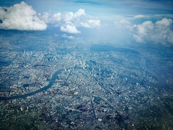 Aerial view of sea against sky