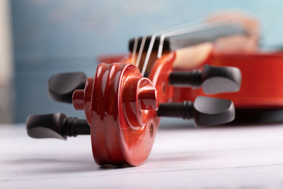 Close-up of toy car on table