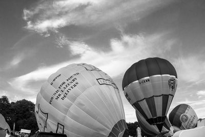 Low angle view of hot air balloon against sky