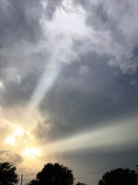 Low angle view of tree against cloudy sky