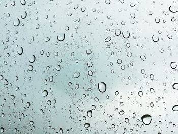 Full frame shot of raindrops on window