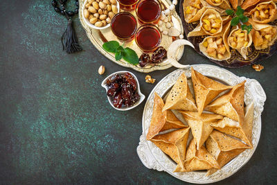 High angle view of fruits on table