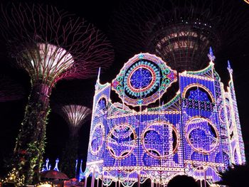 Illuminated christmas lights at night