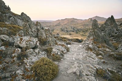 Scenic view of mountains against clear sky