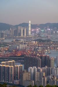 Cityscape against clear sky in high angle view