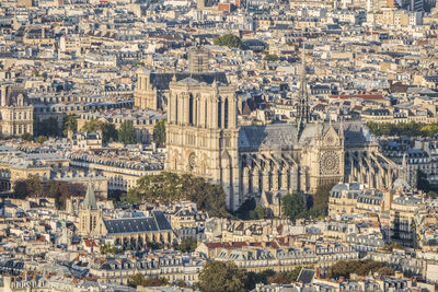 Aerial view of the cathedral of notre dame de paris