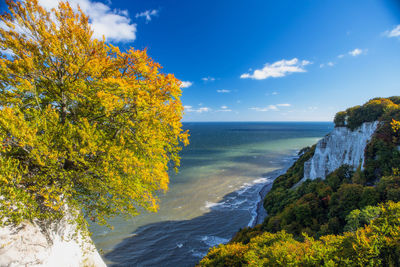 Scenic view of sea against sky during autumn