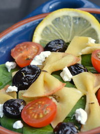 Close-up of fruits in plate