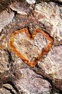 Close-up of heart shape on wall