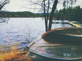 View of boats in river