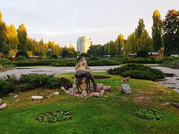 View of a statue in park