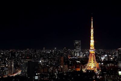 Illuminated cityscape at night