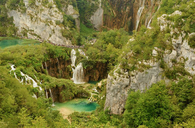 Scenic view of waterfall