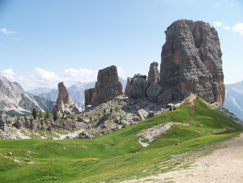 Scenic view of mountains against cloudy sky