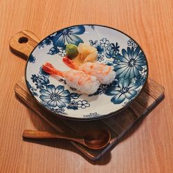 High angle view of sushi in plate on table