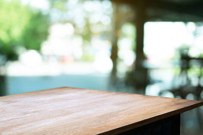 Close-up of empty chairs and table in restaurant