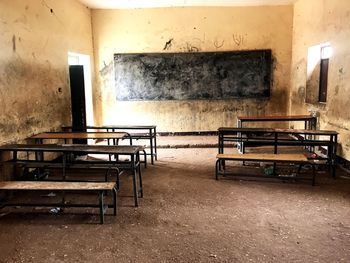 Empty chairs in room