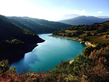 Scenic view of lake against sky