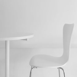 Empty chairs against white background