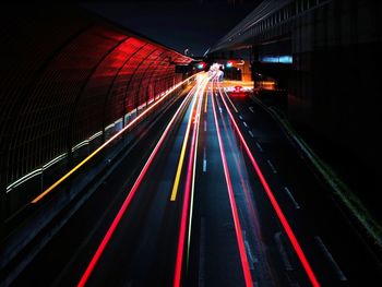 Light trails on highway at night